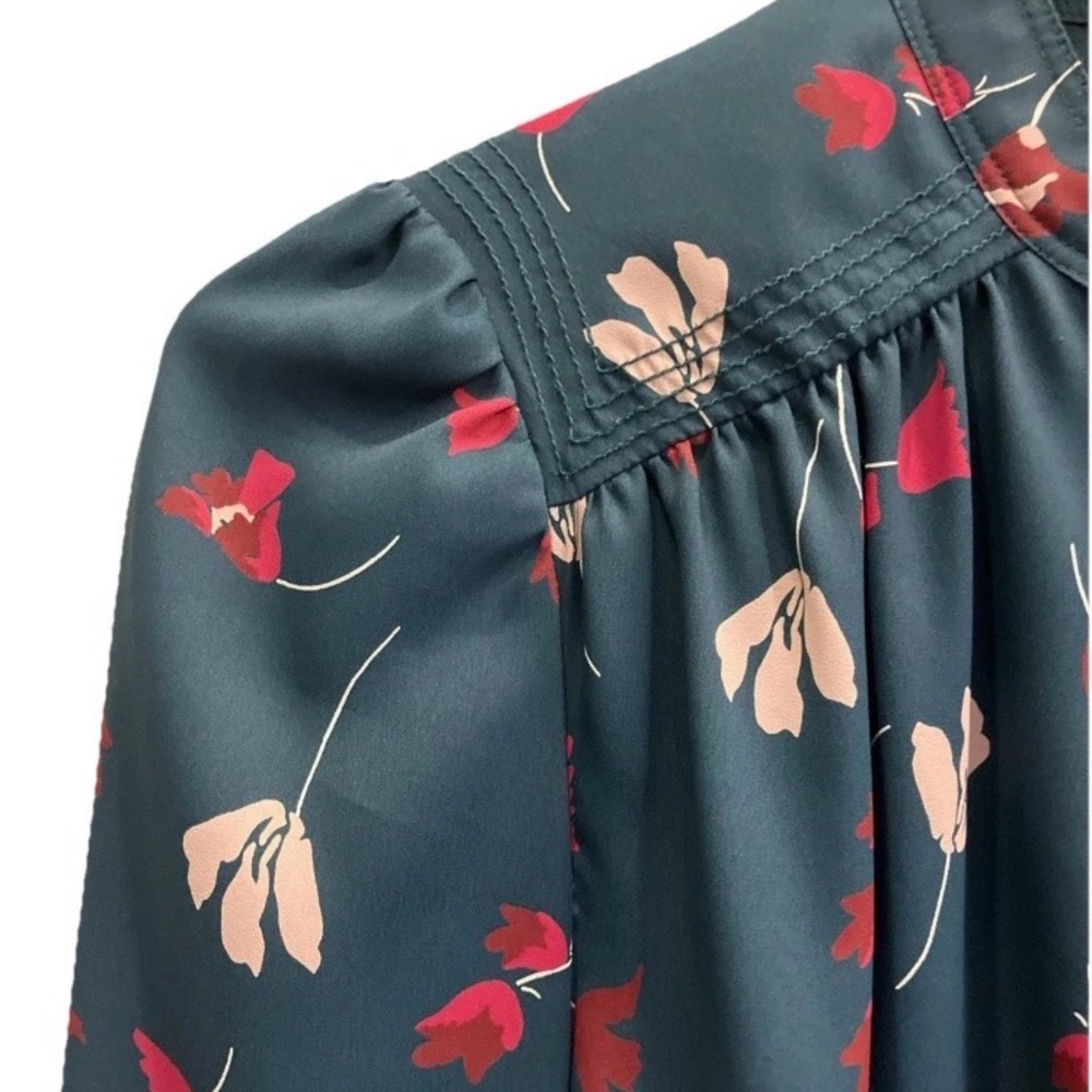 Joie Floral Blouse in Teal and Red